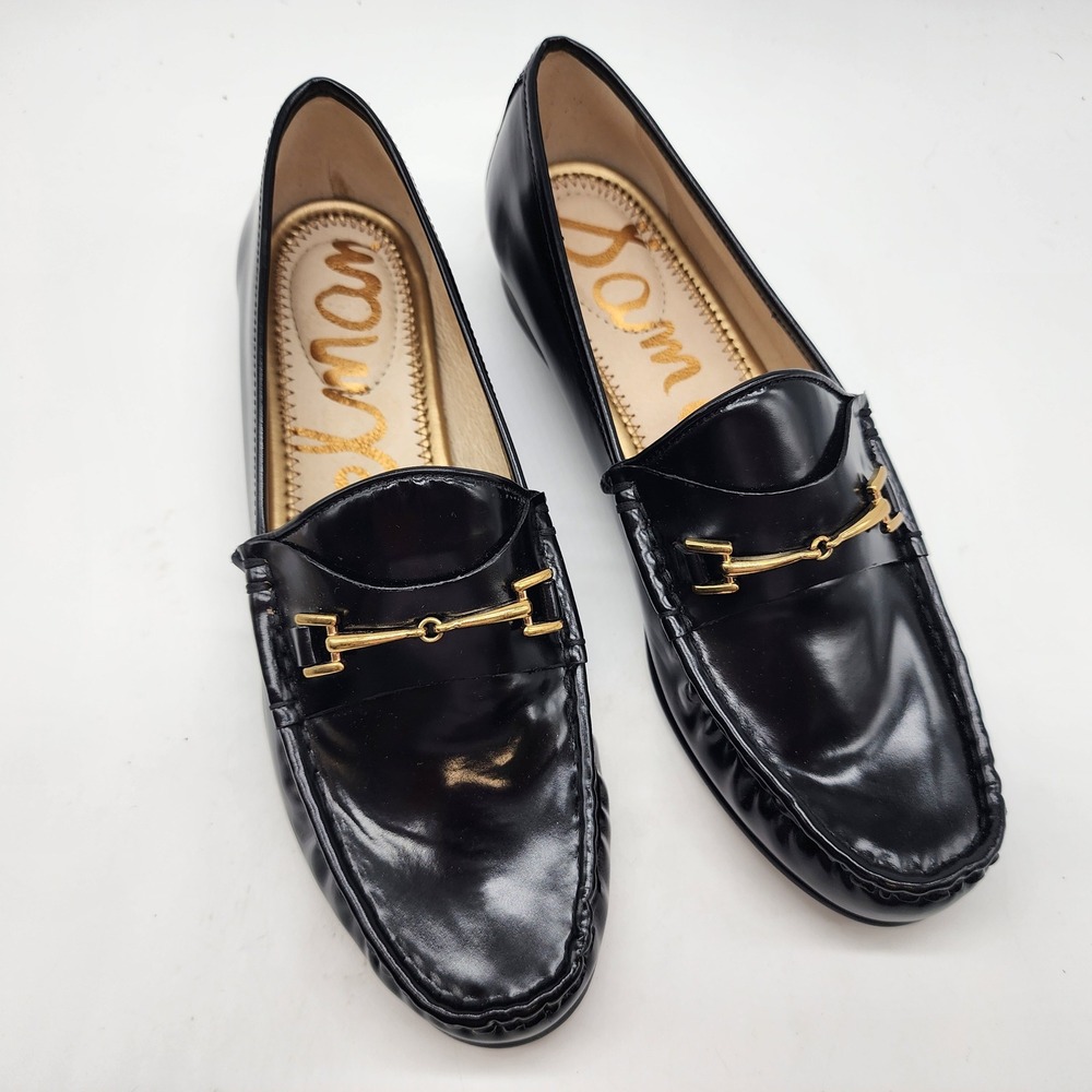 Sam Edelman Talia Loafer Women's Size 7.5M Black Leather Horsebit Classic Preppy